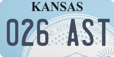 KS license plate 026AST