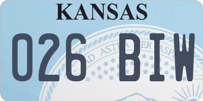 KS license plate 026BIW