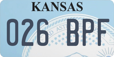 KS license plate 026BPF