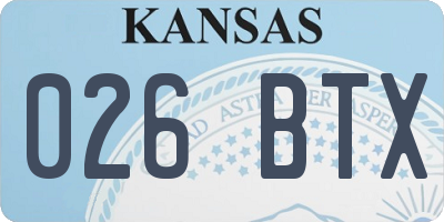 KS license plate 026BTX