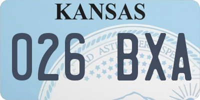 KS license plate 026BXA