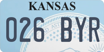 KS license plate 026BYR