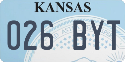 KS license plate 026BYT