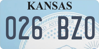 KS license plate 026BZO