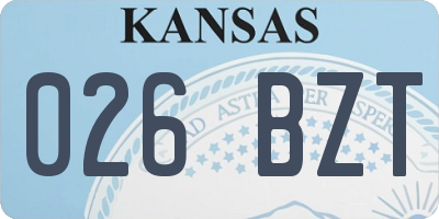 KS license plate 026BZT