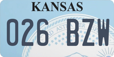 KS license plate 026BZW