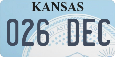 KS license plate 026DEC