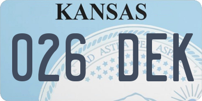 KS license plate 026DEK