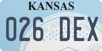KS license plate 026DEX
