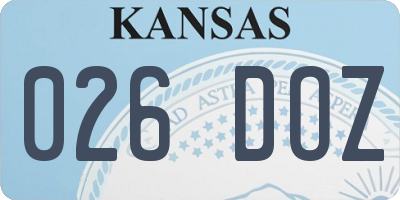 KS license plate 026DOZ