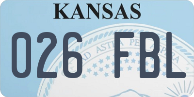 KS license plate 026FBL