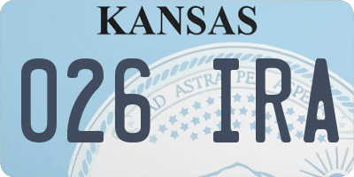 KS license plate 026IRA