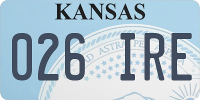 KS license plate 026IRE