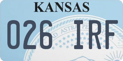 KS license plate 026IRF