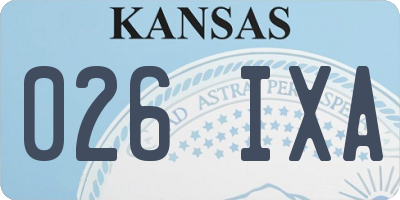 KS license plate 026IXA