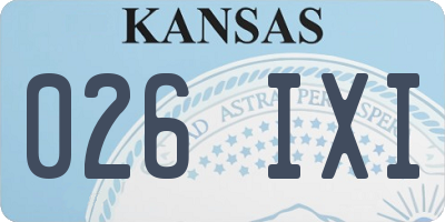 KS license plate 026IXI