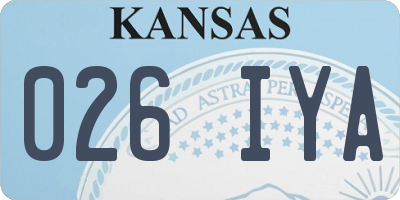 KS license plate 026IYA