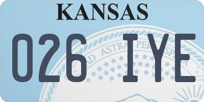 KS license plate 026IYE