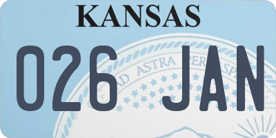 KS license plate 026JAN
