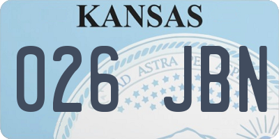 KS license plate 026JBN