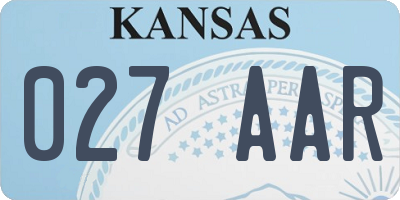 KS license plate 027AAR