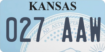 KS license plate 027AAW