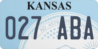 KS license plate 027ABA