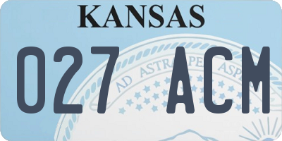 KS license plate 027ACM