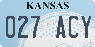 KS license plate 027ACY