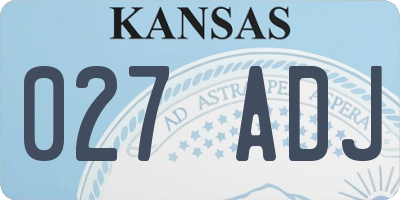 KS license plate 027ADJ