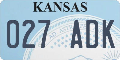 KS license plate 027ADK