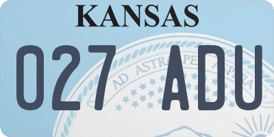 KS license plate 027ADU