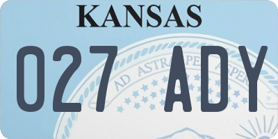 KS license plate 027ADY