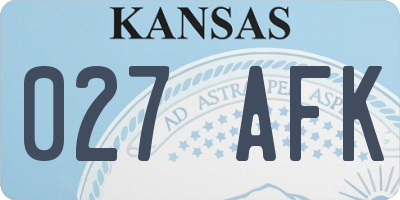 KS license plate 027AFK