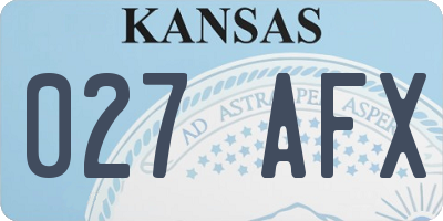 KS license plate 027AFX