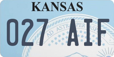 KS license plate 027AIF