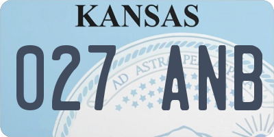 KS license plate 027ANB