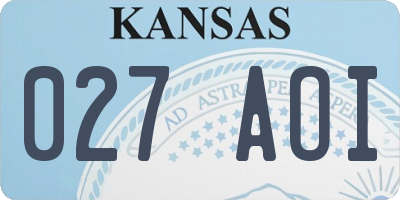 KS license plate 027AOI