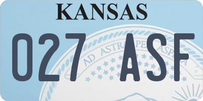 KS license plate 027ASF