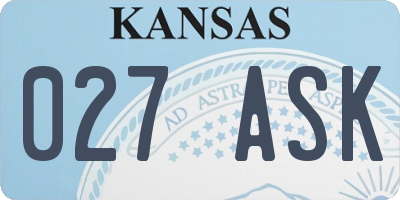 KS license plate 027ASK