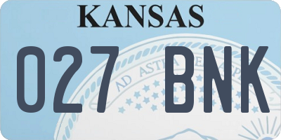 KS license plate 027BNK
