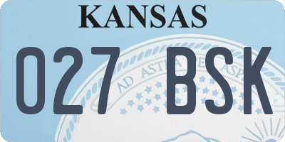 KS license plate 027BSK