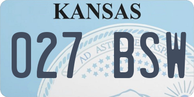 KS license plate 027BSW