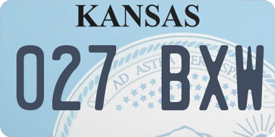 KS license plate 027BXW