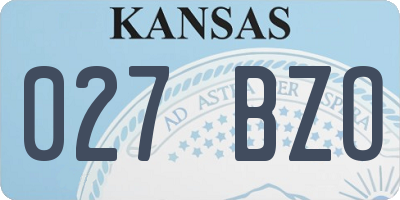 KS license plate 027BZO