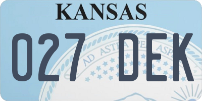 KS license plate 027DEK