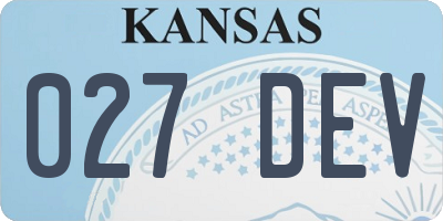 KS license plate 027DEV
