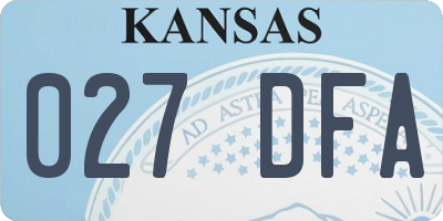 KS license plate 027DFA