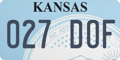 KS license plate 027DOF