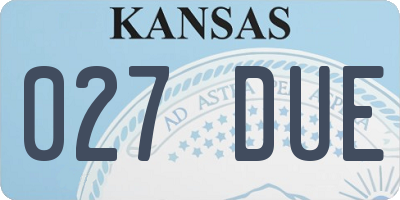 KS license plate 027DUE